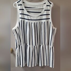 Striped Sleeveless Crown & Ivy Top - White and Blue Summer Top Sz 3X. NWT
